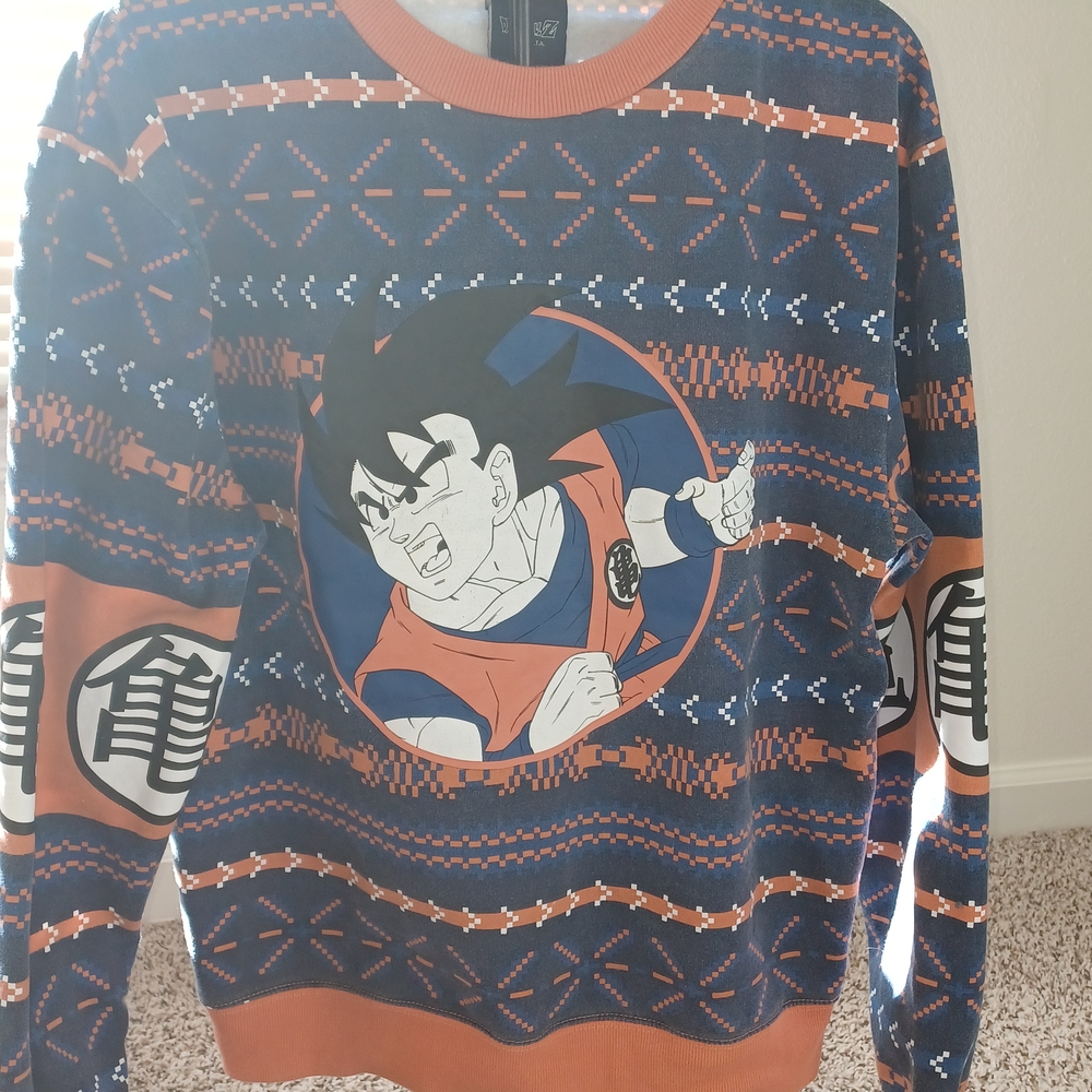 Bioworld Men's Crewneck Sweater - Blue and Orange Graphic